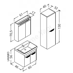 Banyo Dolabı 60 Cm Antrasit Asya Lake Full Mdf resim2