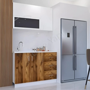 Mutfak Dolabı 120 Cm Hazır Kahve Tezgah Dahil resim1