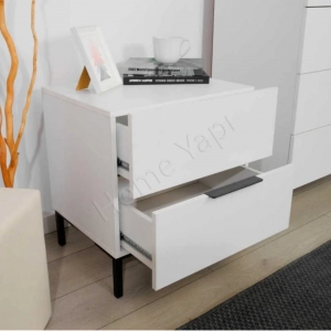 Şifonyer 2 Çekmeceli Beyaz Yatak Odası Bebek Odası resim 1