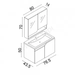Banyo Dolabı 80 Cm Alvit Napoli Beyaz Full Mdf resim4