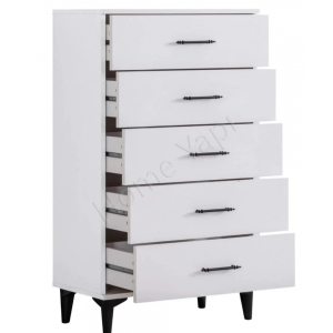 Şifonyer 5 Çekmeceli Beyaz Yatak Odası Bebek Odası resim 2