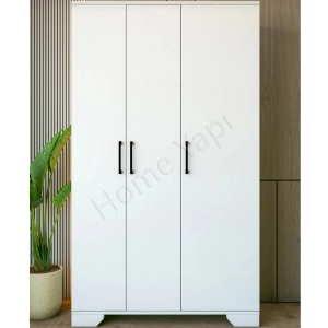 Gardrop Elbise Dolabı 3 Kapaklı 2 Çekmeceli Beyaz resim 1