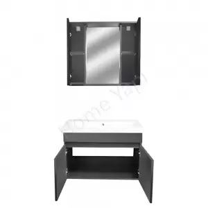 Banyo Dolabı 80 Cm Karen Arya Antrasit Mdf resim3