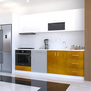 Mutfak Dolabı 250 Cm Full Mdf Kahve Tezgah Dahil resim1