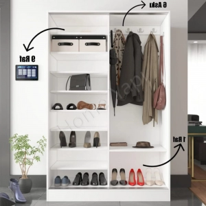 Gardrop 2 Kapaklı Sürgülü Camlı Elbise Dolabı resim 3