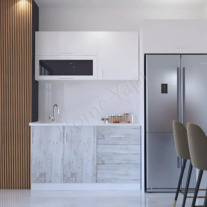 Mutfak Dolabı 150 Cm Hazır Karbeyaz Tezgah Dahil