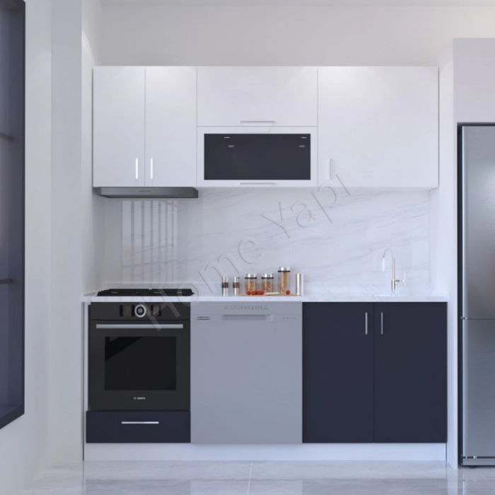 Mutfak Dolabı 200 Cm Hazır Antrasit Tezgah Dahil