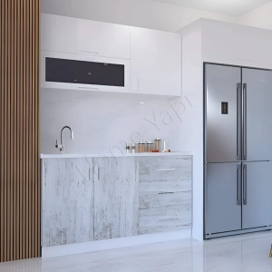 Mutfak Dolabı 150 Cm Hazır Karbeyaz Tezgah Dahil resim2