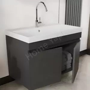 Banyo Dolabı 80 Cm Karen Arya Antrasit Mdf resim2
