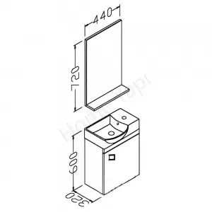 Banyo Dolabı 45 Cm Mdf Beyaz Lavabo Dahil resim2