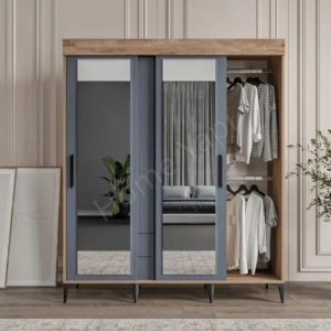 Gardrop 4 Kapaklı Sürgülü Camlı Elbise Dolabı resim 2