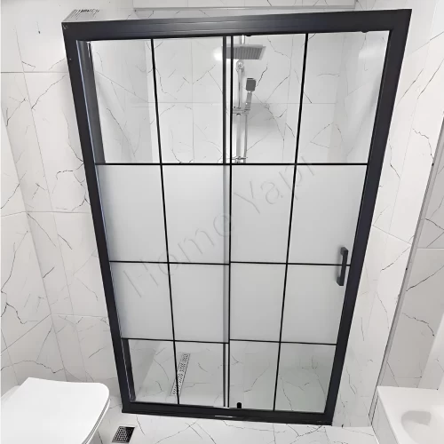 Duşakabin 6 Mm Tamperli 130 Cm Düz Antrasit Kumlu