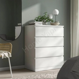 Şifonyer 4 Çekmeceli Beyaz 84 cm resim 1