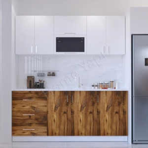 Mutfak Dolabı 200 Cm Makinasız Kahve Tezgah Dahil resim2