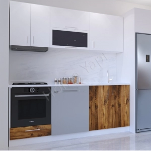 Mutfak Dolabı 200 Cm Kahverengi Tezgah Dahildir resim2