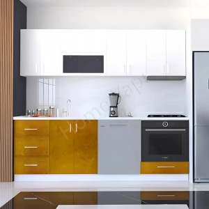 Mutfak Dolabı 250 Cm Full Mdf Kahve Tezgah Dahil resim2