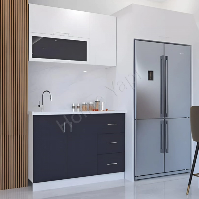 Mutfak Dolabı 120 Cm Hazır Antrasit Tezgah Dahil