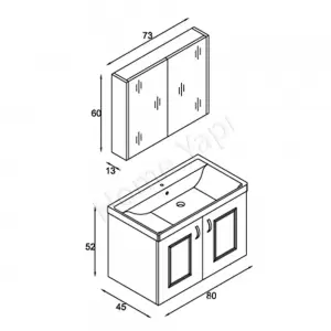 Banyo Dolabı 80 Cm Karen Arin Balon Kapak resim3