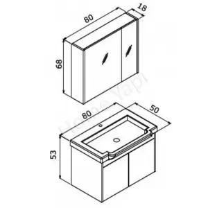 Banyo Dolabı 80 Cm Antrasit Tam Camlı Full Mdf resim3