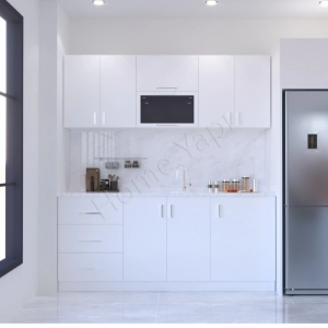 Mutfak Dolabı 200 Cm Makinasız Beyaz Tezgah Dahil resim1