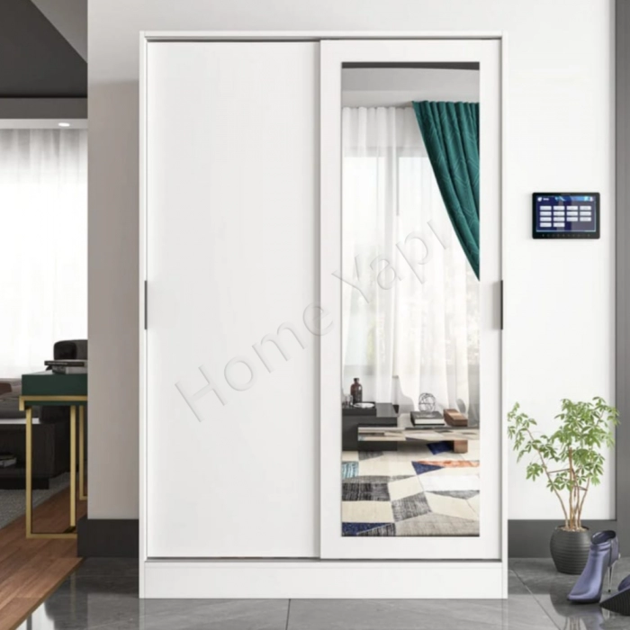 Gardrop 2 Kapaklı Sürgülü Camlı Elbise Dolabı