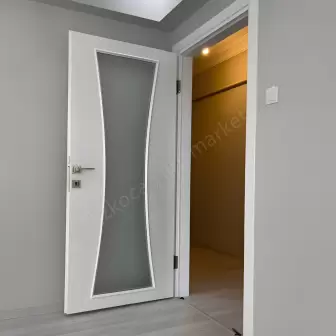 Amerikan Panel Kapı Kum Saati Tam Camlı resim 1