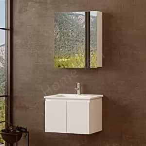 Banyo Dolabı 60 Cm Beyaz Asya Lake Full Mdf resim1