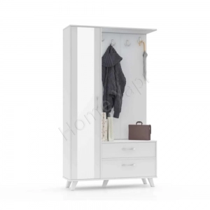 3 Kapaklı Beyaz Vestiyer Portmanto Ayakkabılık resim 3