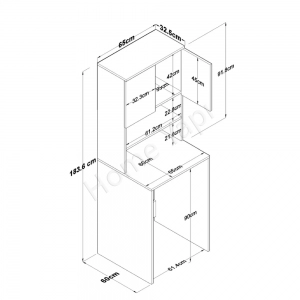 Çamaşır Makinesi Dolabı Beyaz 2 Raflı resim2