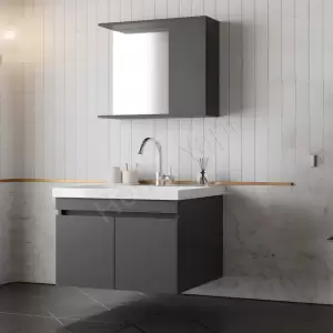 Banyo Dolabı 80 Cm Alvit Antrasit Full Mdf resim1