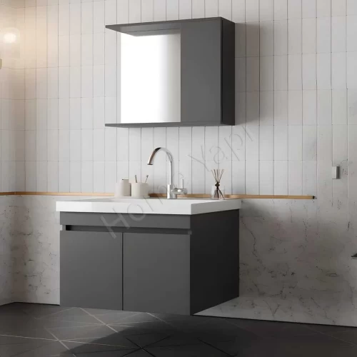Banyo Dolabı 80 Cm Alvit Antrasit Full Mdf