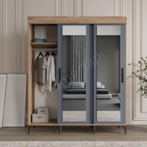 Gardrop Sürgülü 4 Kapak 2 Çekmece Antrasit resim 3