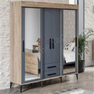 Gardrop Sürgülü 4 Kapak 2 Çekmece Antrasit resim 1