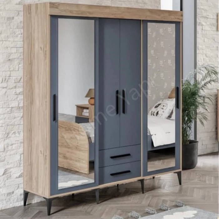 Gardrop Sürgülü 4 Kapak 2 Çekmece Antrasit