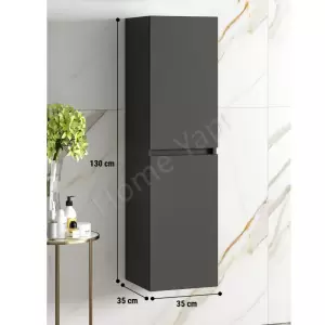 Banyo Boy Dolabı Antrasit Kulpsuz 35 Cm Full Mdf resim3