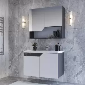 Banyo Dolabı 80 Cm Alvit Napoli Beyaz Full Mdf resim1