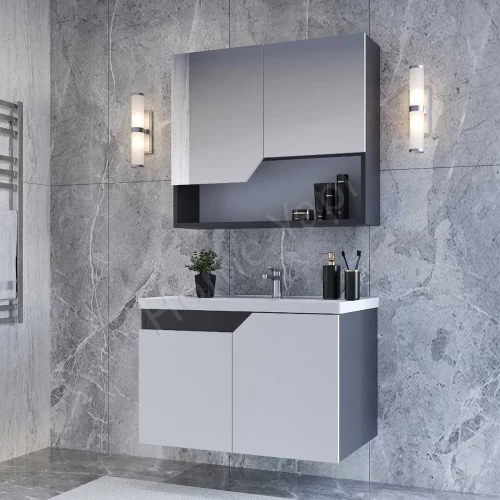 Banyo Dolabı 80 Cm Alvit Napoli Beyaz Full Mdf