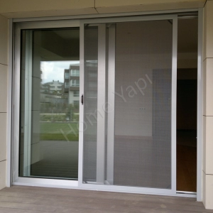 Sürgülü Beyaz Pileli Sineklikli resim1