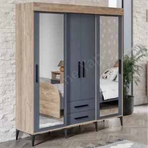 Gardrop 4 Kapaklı Sürgülü Camlı Elbise Dolabı resim 3