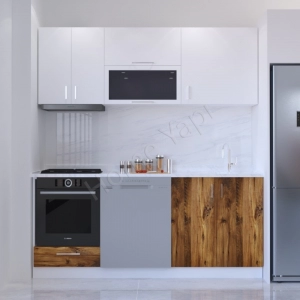 Mutfak Dolabı 200 Cm Kahverengi Tezgah Dahildir resim1