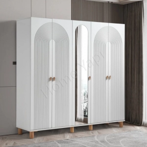 Gardrop Elbise Dolabı 6 Kapak Membran Beyaz resim 1