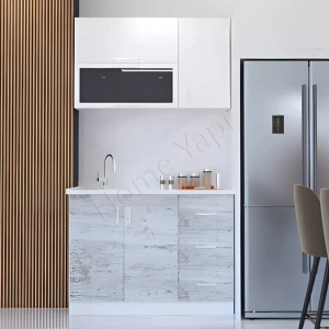 Mutfak Dolabı 120 Cm Hazır Karbeyaz Tezgah Dahil resim1