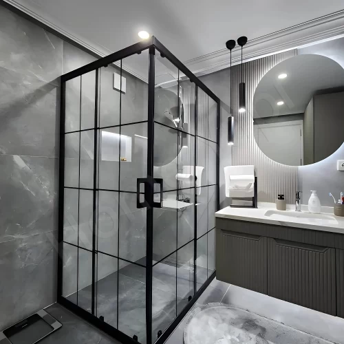 Duşakabin 6Mm Tamperli Antrasit 90×90 Cm